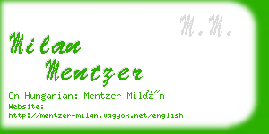 milan mentzer business card